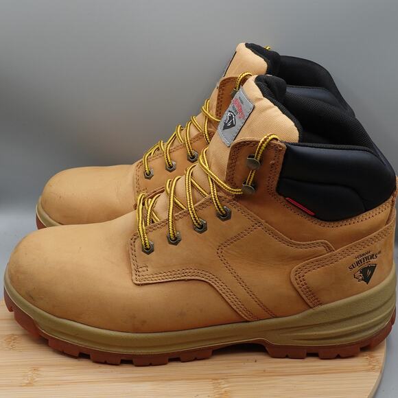 Herman Survivor Mens Boots 13W Workwear Waterproof Lace Up Steel Toe Brown - Picture 1 of 11